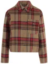 Woolrich Multi Wool-blend Check Pattern Cropped Jacket In Brown