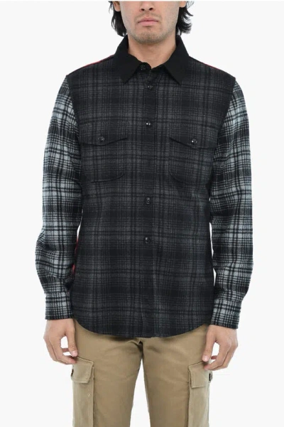 Woolrich Multicolor District Check Alaskan Melton Overshirt In Black