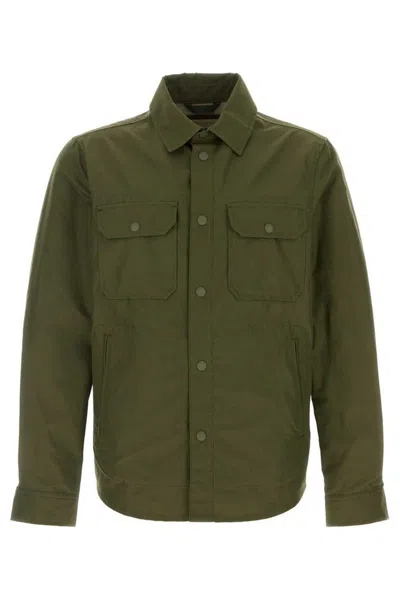 Woolrich Navy Blue Cotton Blend Shirt In Green