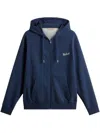 Woolrich Navy Blue Cotton Hoodie With Zip In Blue