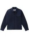 Woolrich Oversize Cotton Gabardine Jacket In Navy Blue