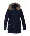 Woolrich Navy Blue Hooded Cotton-padded Jacket In Black