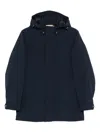 Woolrich Navy Blue Hooded Jacket With Concealed Fastening In Blue