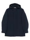 Woolrich Navy Blue Hooded Jacket With Concealed Fastening In Blue