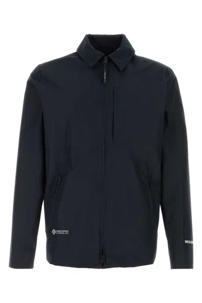 Woolrich Navy Blue Polyester Gore-tex Windbreaker In Meltonblue