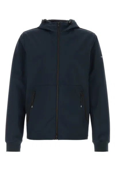 Woolrich Jacket Stretch Polyester Hooded Design In Meltonblue
