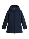 Woolrich Hooded Long Sleeve Quilted Parka Coat In Blue