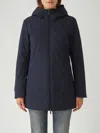 Woolrich Hooded Long Sleeve Quilted Parka Coat In Blue