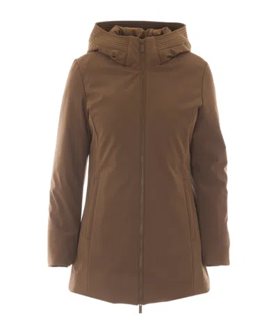 Woolrich New Firth Hooded Zip Coat In Brown
