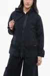 Woolrich Nylon Crinkle Windbreaker With Drawstringed Waist In Blue