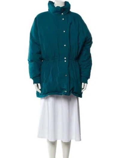 Pre-owned Woolrich Nylon Down Coat In Blue