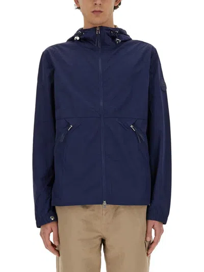 Woolrich Crinkle Hooded Windbreaker In Blue