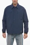 Woolrich Nylon Mountain Stroll Overshirt With Snap Buttons In Blue