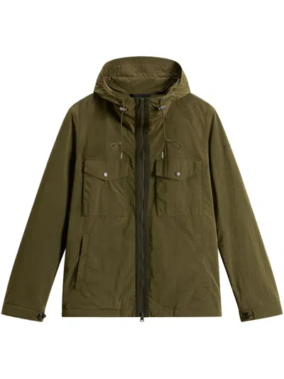 Woolrich Nylon Poly Hooded Jacket In Green