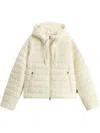 Woolrich Short Down Jacket With Hood And Quilted Pattern In White