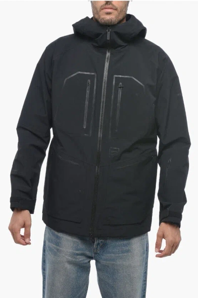 Woolrich Nylon Winter Trail Windbreaker Jacket With Frontal Zip In Black