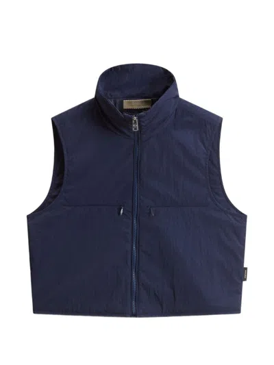 Woolrich Nylon Zipped Vest In Blue
