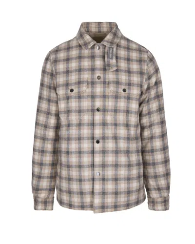 WOOLRICH OATMEAL CHECK WOOL BLEND JACKET