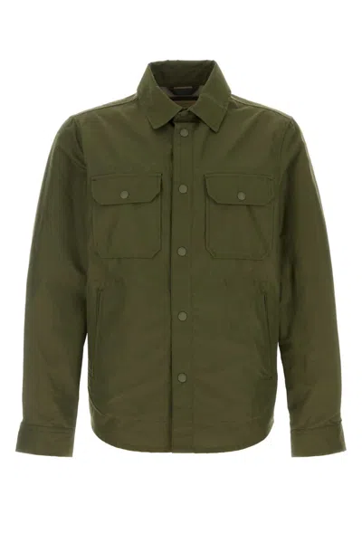 Woolrich Olive Green Cotton Blend Shirt In Greenstone