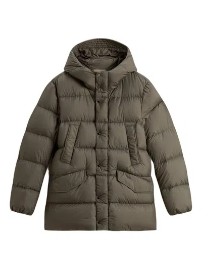 WOOLRICH WOOLRICH OLIVE GREEN SHORT DOWN JACKET