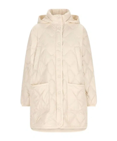 Woolrich Ooded Down Jacket In Neutral