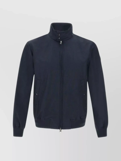 WOOLRICH ORGANIC COTTON BOMBER JACKET WITH HIGH COLLAR