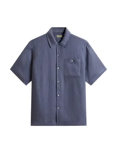 Woolrich Other (friends) Man  - S/s Linen Shirth Slate Black - N.d. In Blue