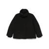 Woolrich Black Coat With High Collar And Boxy Silhouette In Black