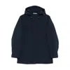 Woolrich Navy Blue Hooded Jacket With Concealed Fastening In Blue