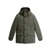 Woolrich Hooded Button-fastening Padded Jacket In Green
