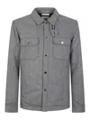 Woolrich Grey Patterned Wool Blend Overshirt With Classic Collar And Snap-button Fastening In Gray