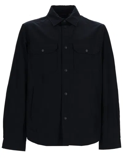 Woolrich Neutrals Structured Ramar Cotton Overshirt In Black