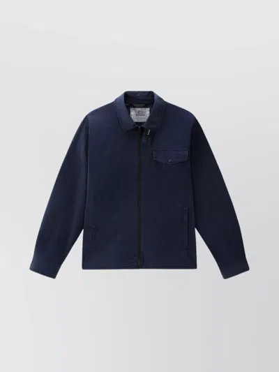 Woolrich Oversize Cotton Gabardine Jacket In Blue