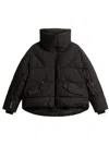 Woolrich Puffy Black Jacket With High Collar In Black