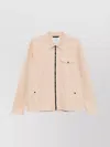 Woolrich Beige Jacket With Pockets And Zip Closure In Neutral