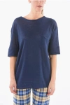 WOOLRICH OVERSIZED FLAX SLUB T-SHIRT WITH BREAST POCKET