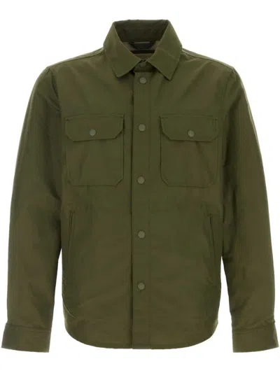 Woolrich Oversized Green Shirt With Press-stud Fastening In Black