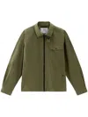 Woolrich Olive Green Cotton Gabardine Oversized Shirt In Green