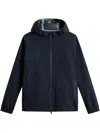 Woolrich Hooded Jacket With Drawstring And Pockets In Blue