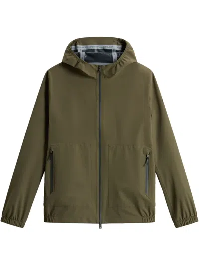 Woolrich Pacific Two Layers Hooded Jacket In Green