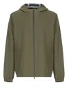 Woolrich Hooded Jacket With Side Zip Pockets In Green