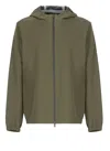 Woolrich Hooded Jacket With Side Zip Pockets In Green