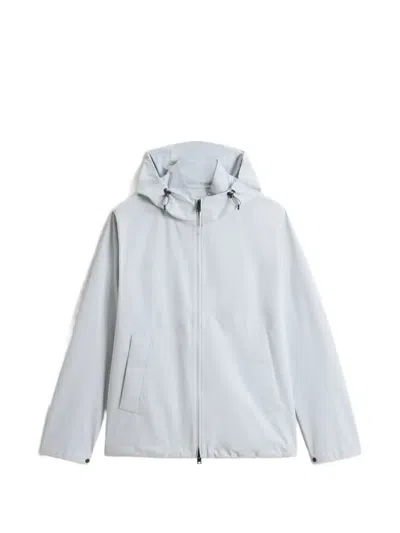 Woolrich Pacific Two-layered Hooded Jacket In Blue