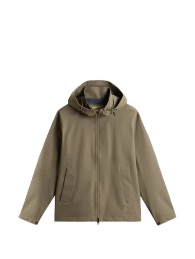 Woolrich Pacific Two-layered Hooded Jacket In Brown