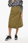 Woolrich Padded And Quilted Silky Wrap Skirt In Green