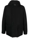Woolrich Padded Anorak With High Collar And Flap Pockets In Black