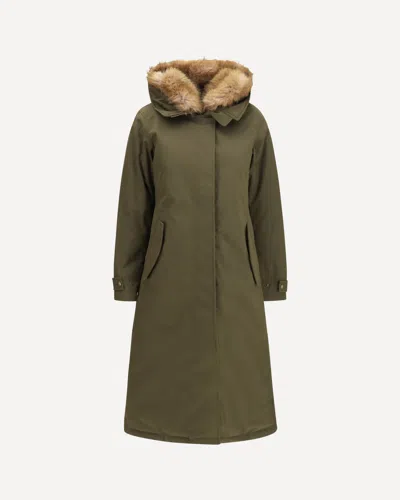 Woolrich Padded Best Cotton Long Parka In Green