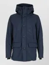 Woolrich Blue High-collar Wool-blend Jacket In Blue