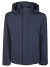 Woolrich Quilted And Padded Blue Nylon Jacket In Melton Blue