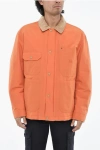 Woolrich Padded Duster Work Overshirt With Patch Pockets And Snap But In Orange